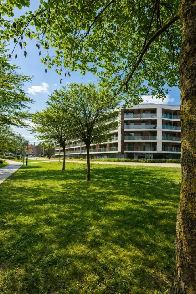 Architektura budynku Promenada Park nawiązująca do linii żagla